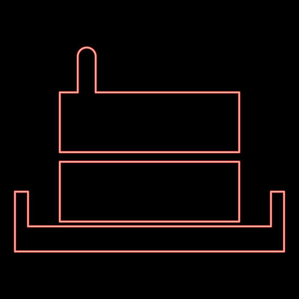 Neon- Mühlstein Handbuch alt Stein Mühle Mehl Produktion Mahlen Korn mit Griff Halter rot Farbe Vektor Illustration Bild eben Stil