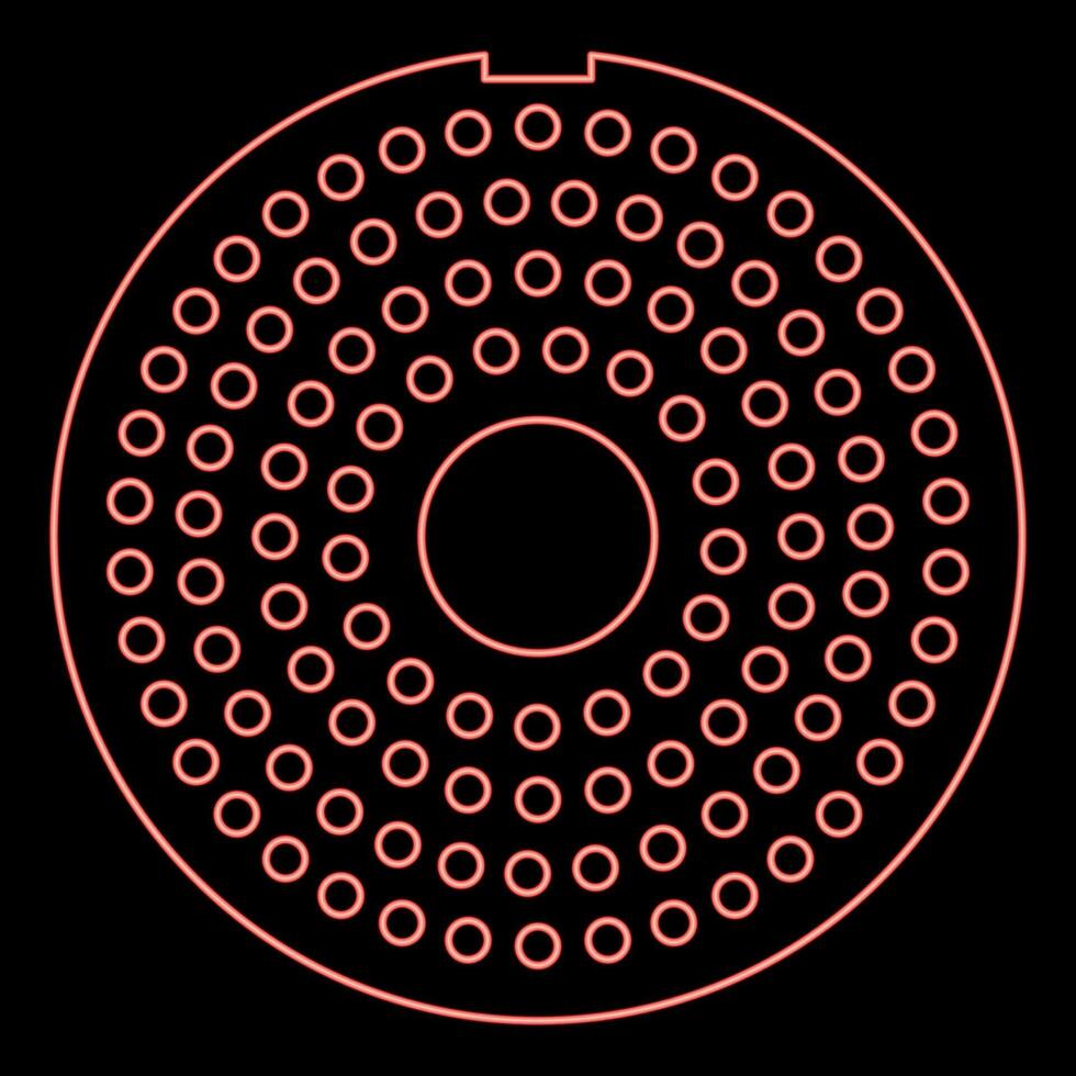 neon galler för kött kvarn tallrik köttfärs enhet för växande grund av kött gitter sikt röd Färg vektor illustration bild platt stil