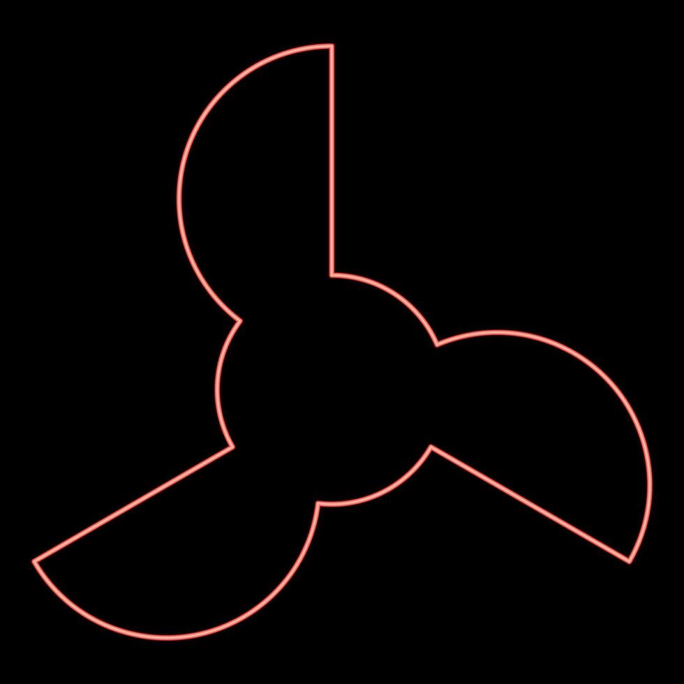 neon skruva av fartyg propeller fläkt turbin trebladig röd Färg vektor illustration bild platt stil