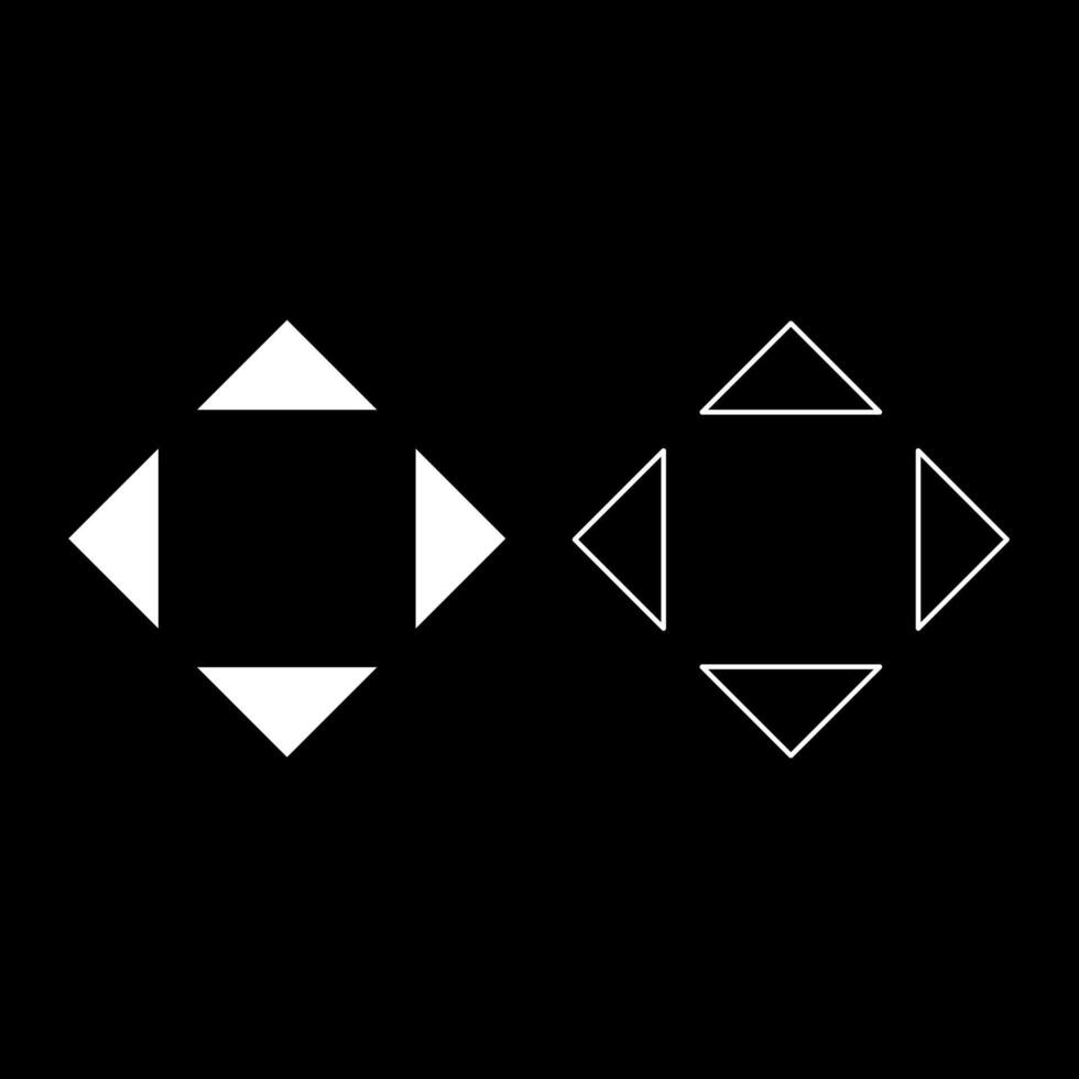 vier Pfeile zeigen von das Center Symbol Ort einstellen Symbol Weiß Farbe Vektor Illustration Bild solide füllen Gliederung Kontur Linie dünn eben Stil