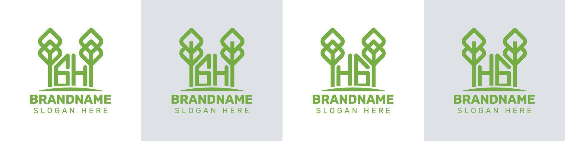 Briefe gh und hg Gewächshaus Logo, zum Geschäft verbunden zu Pflanze mit gh oder hg Initialen vektor