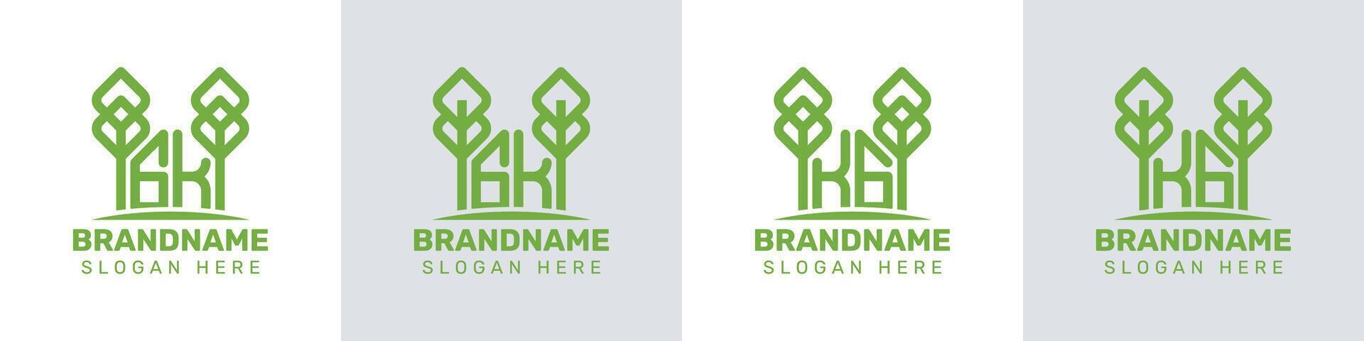 brev gk och kg växthus logotyp, för företag relaterad till växt med gk eller kg initialer vektor