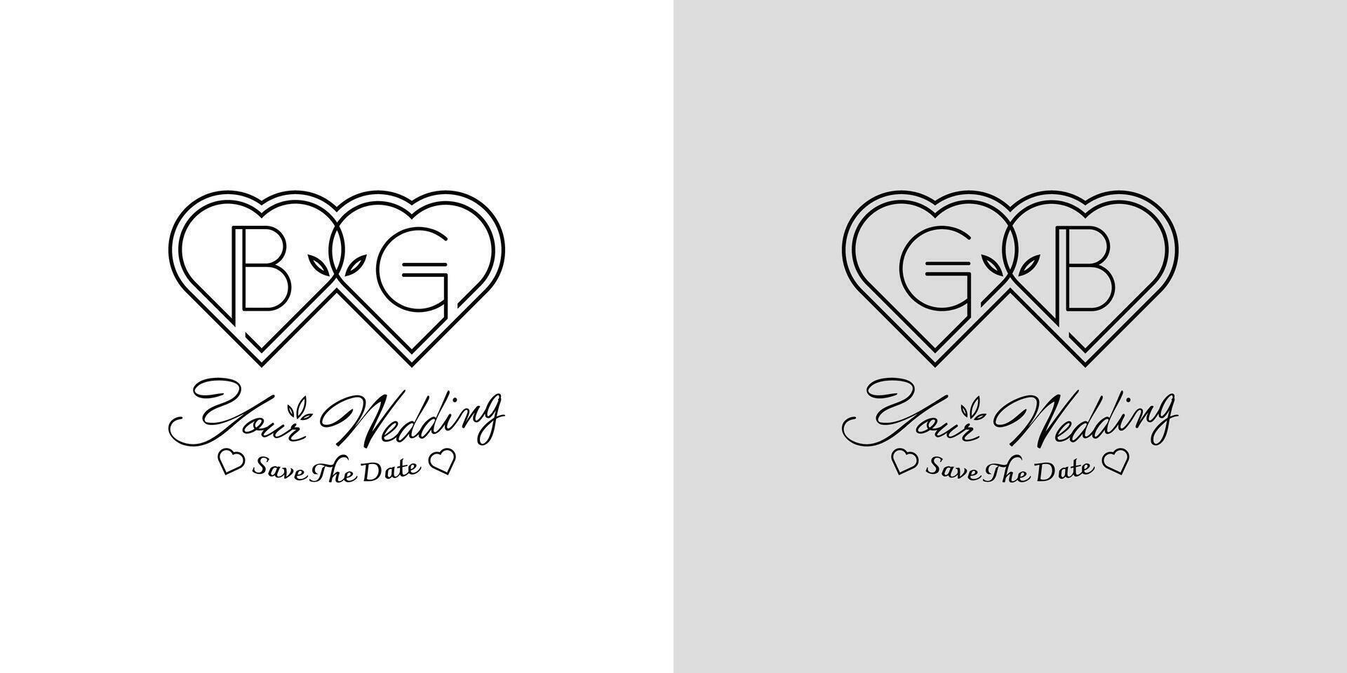 Briefe bg und gb Hochzeit Liebe Logo, zum Paare mit b und G Initialen vektor