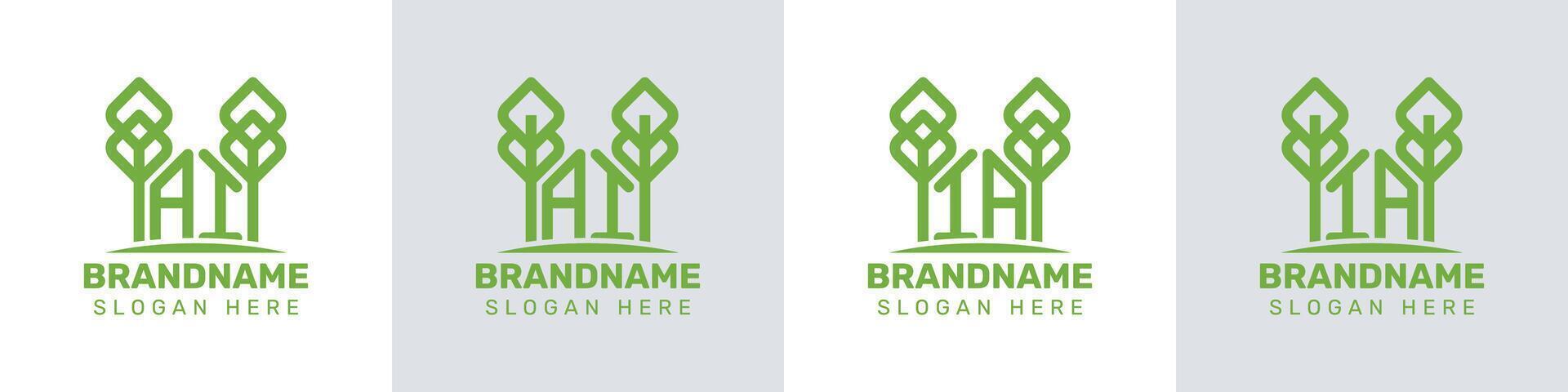 brev ai och ia växthus logotyp, för företag relaterad till växt med ai eller ia initialer vektor