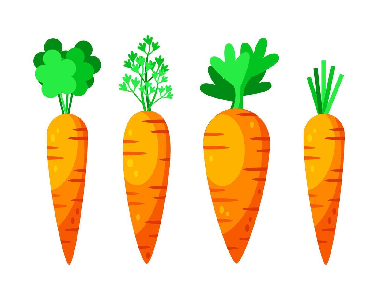 morot med lämna. påsk morötter uppsättning. grönsaker, friska eller vegan mat. vektor illustration