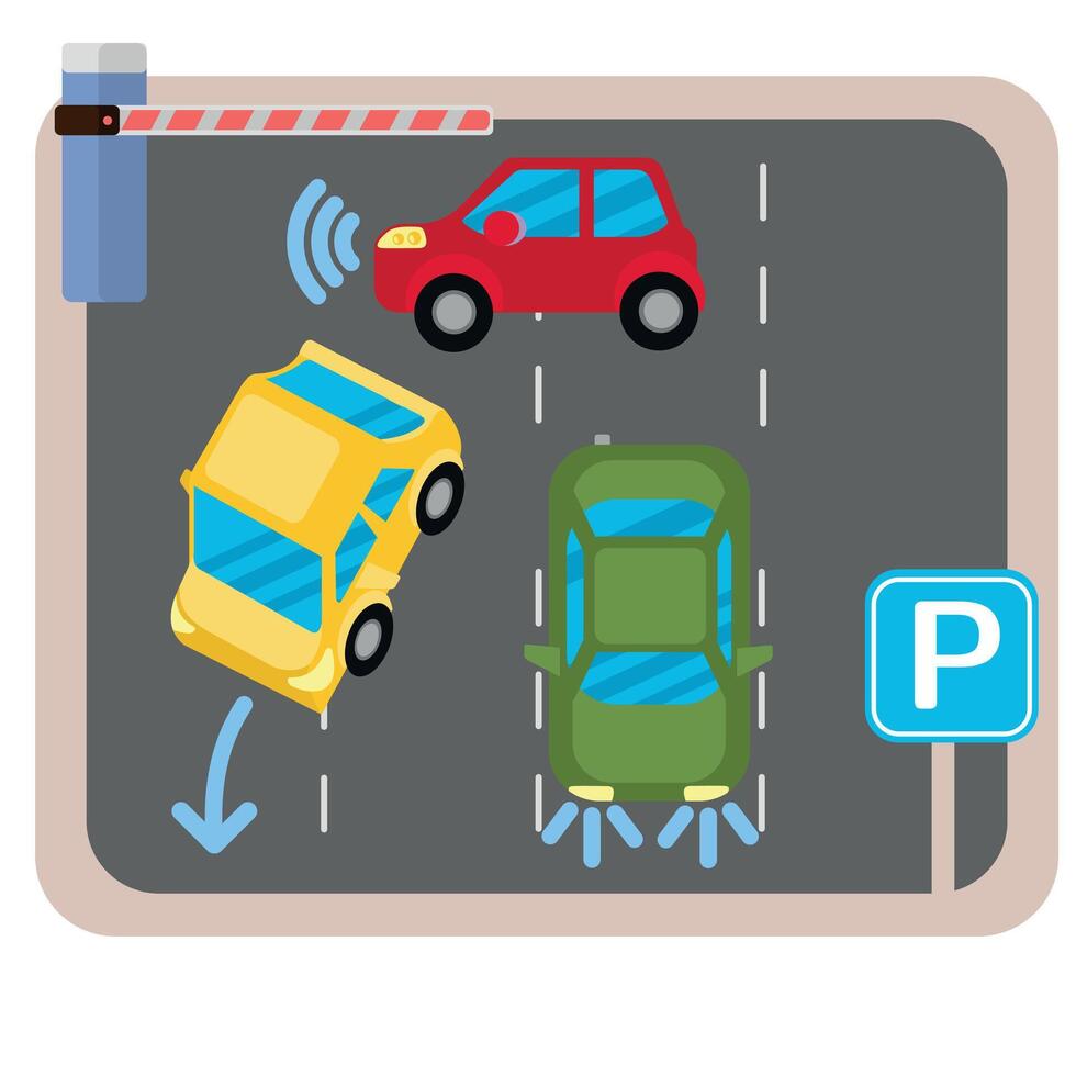 Parkplatz viel. oben Sicht. Autos Parken. Illustrator Kunstwerk vektor