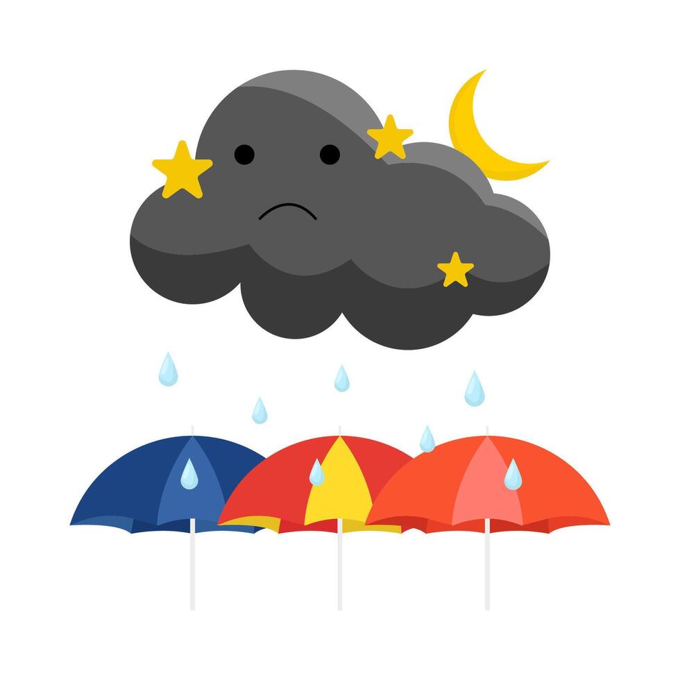 Nacht Regen mit Regenschirm Illustration vektor