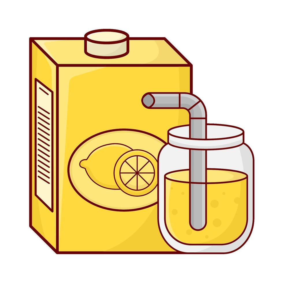 Box Zitrone Saft mit Glas Zitrone Saft Illustration vektor