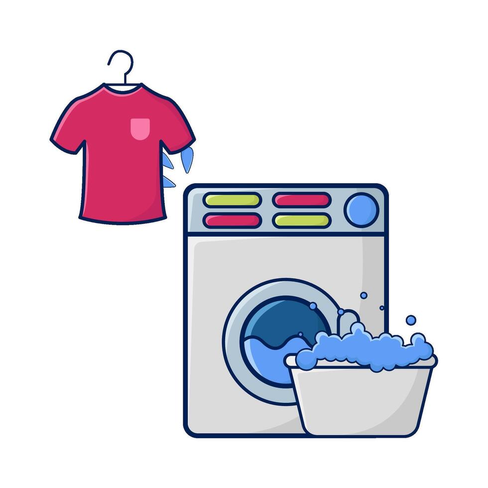 tvättning maskin, trasa hängande med vatten i bassin illustration vektor