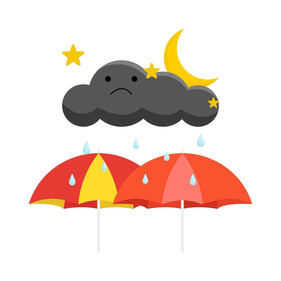 Nacht Regen mit Regenschirm Illustration vektor