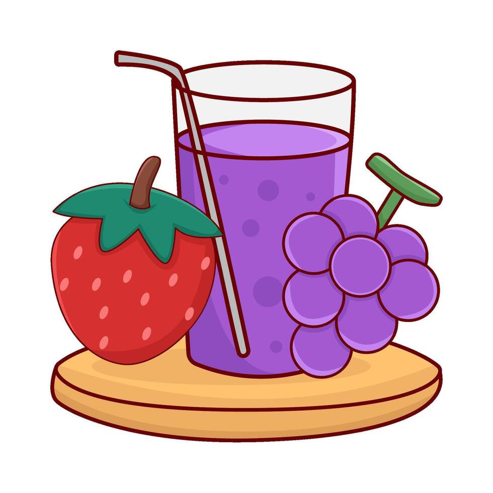 Glas Traube Saft , Traube mit Erdbeere Illustration vektor