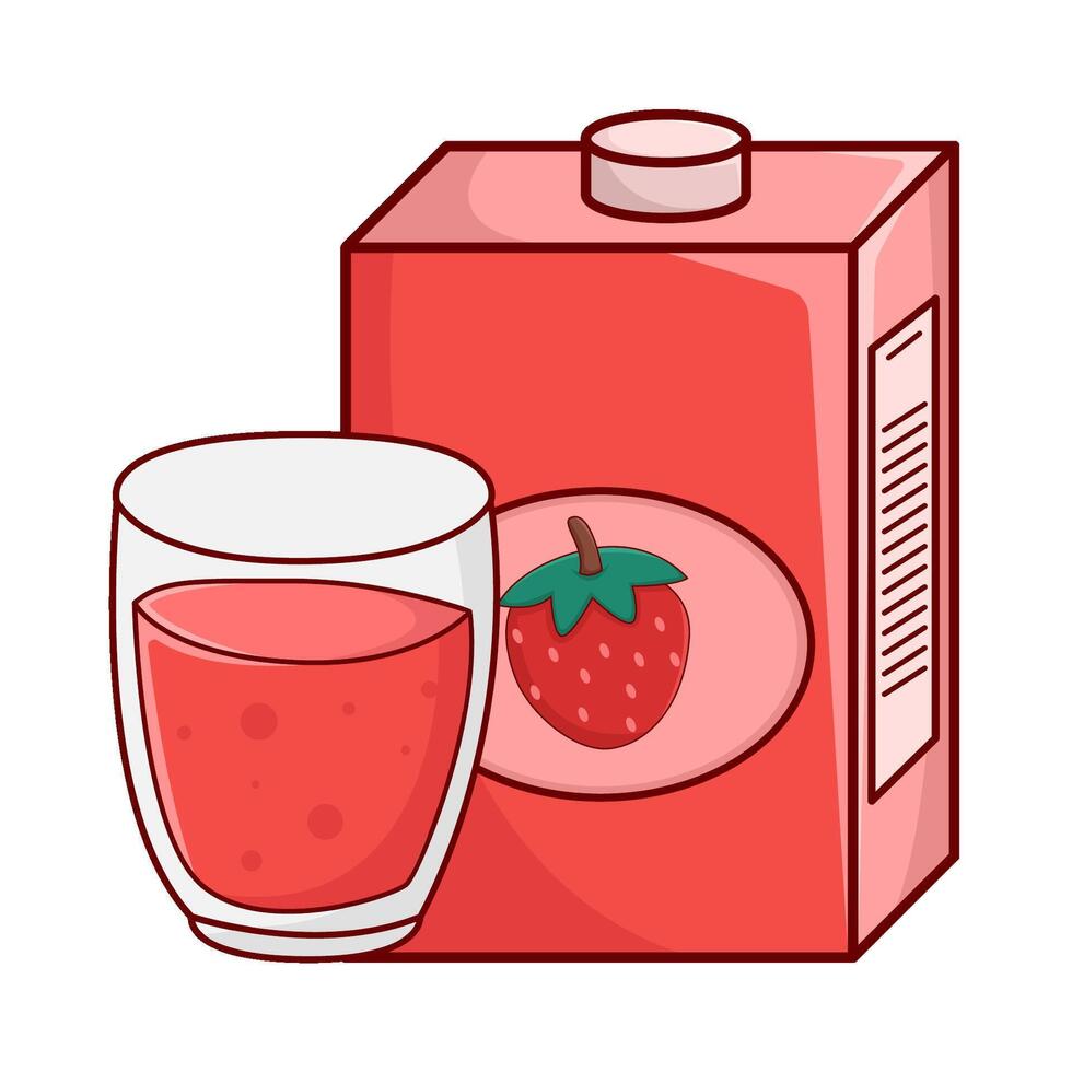 låda jordgubb juice med glas jordgubb juice illustration vektor