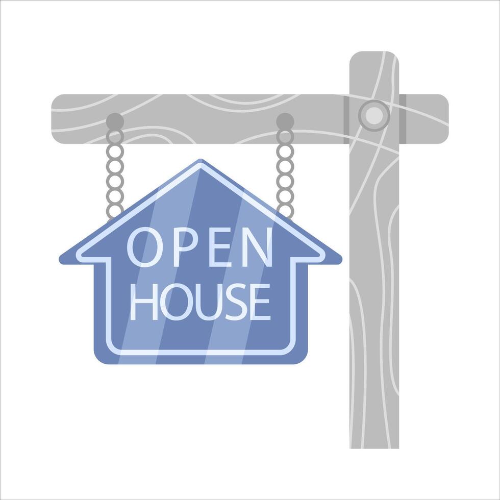 öppen hus i tecken styrelse hängande illustration vektor