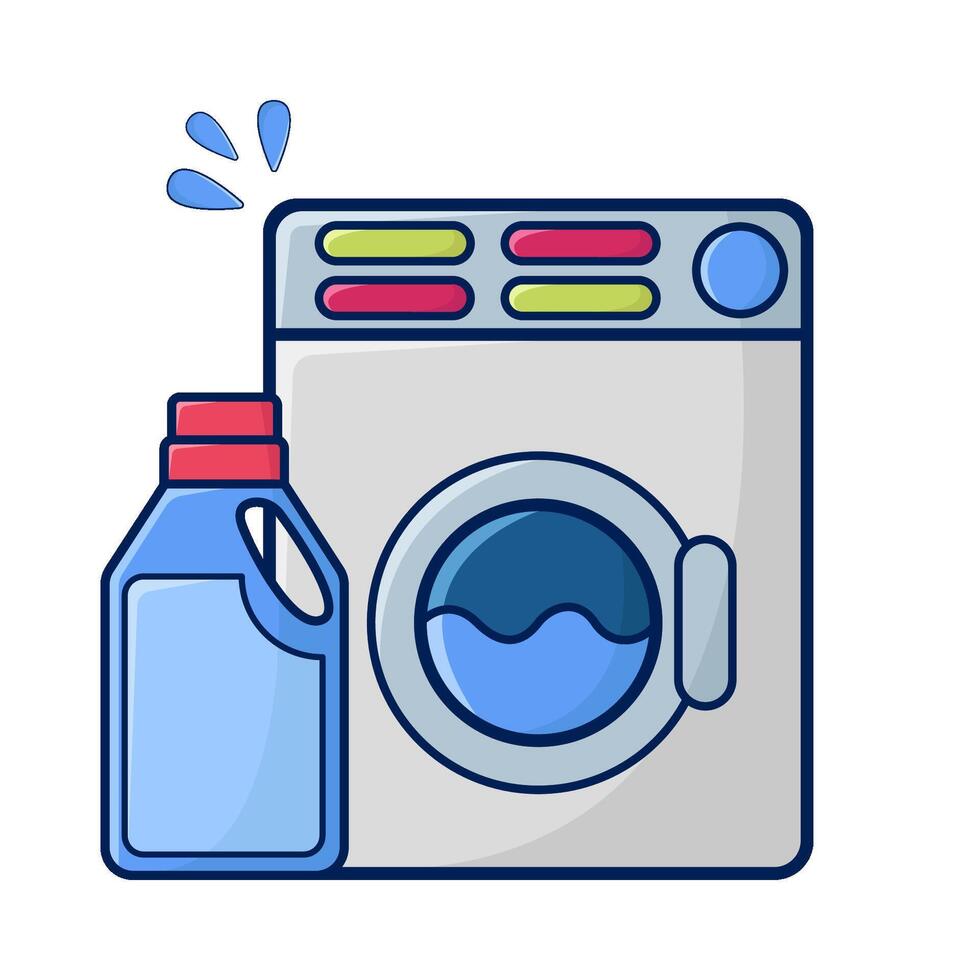Waschen Maschine mit Flasche Waschmittel Illustration vektor
