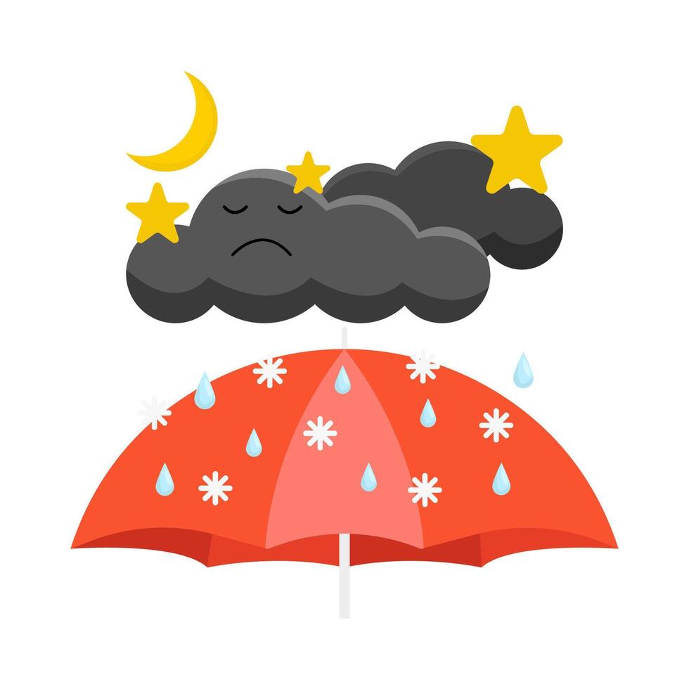 Nacht Regen mit Regenschirm Illustration vektor