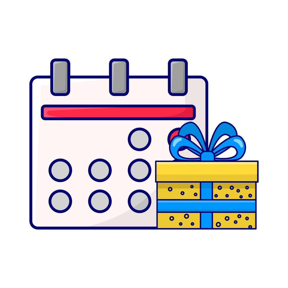 Kalender mit Geschenk Box Illustration vektor