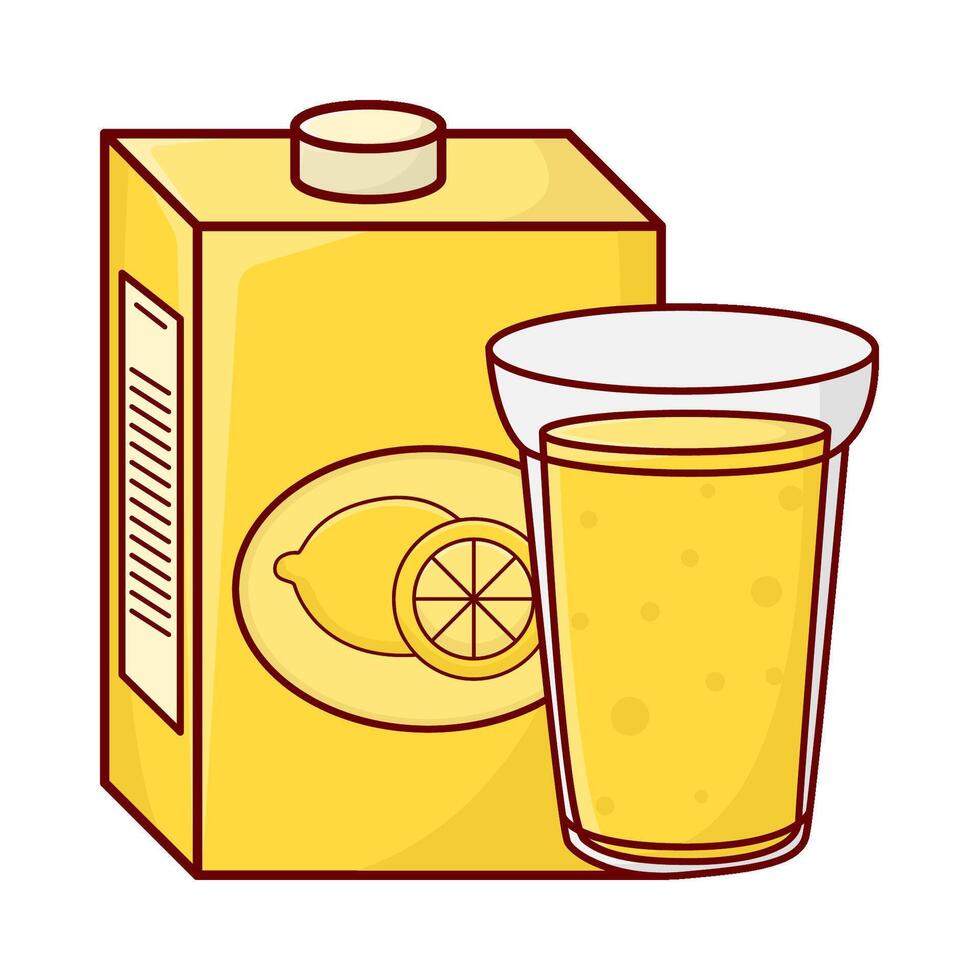 Glas Zitrone Saft mit Box Zitrone Saft Illustration vektor