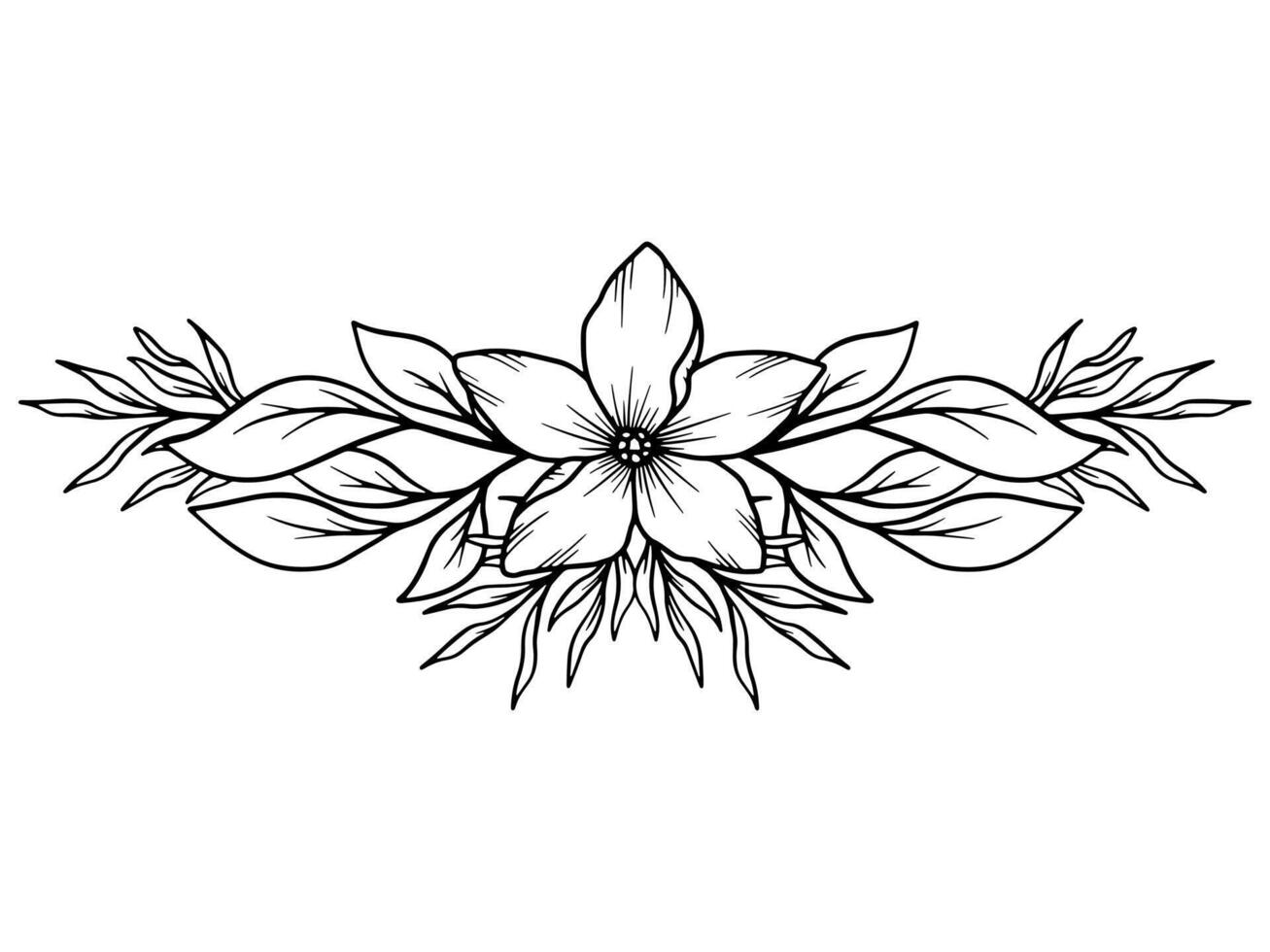 blomma linje konst bukett arrangemang vektor