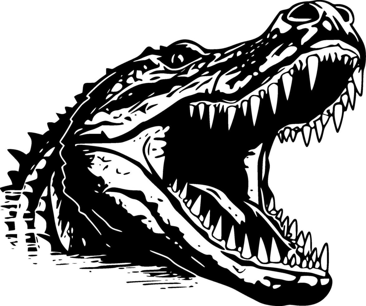 alligator, svart och vit vektor illustration