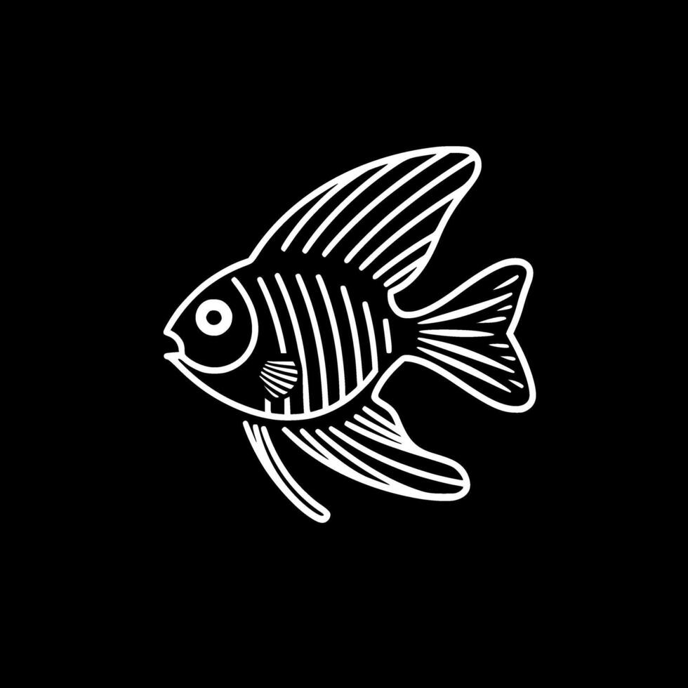 angelfish, svart och vit vektor illustration