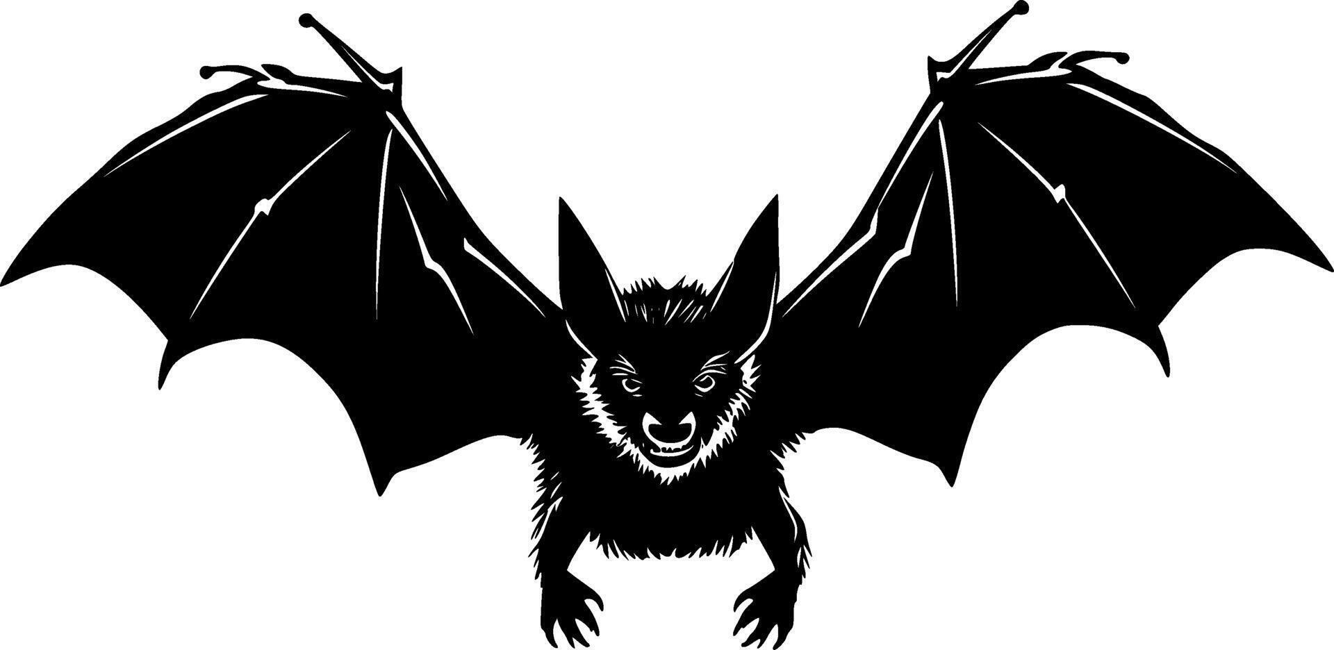 fladdermus - svart och vit isolerat ikon - vektor illustration