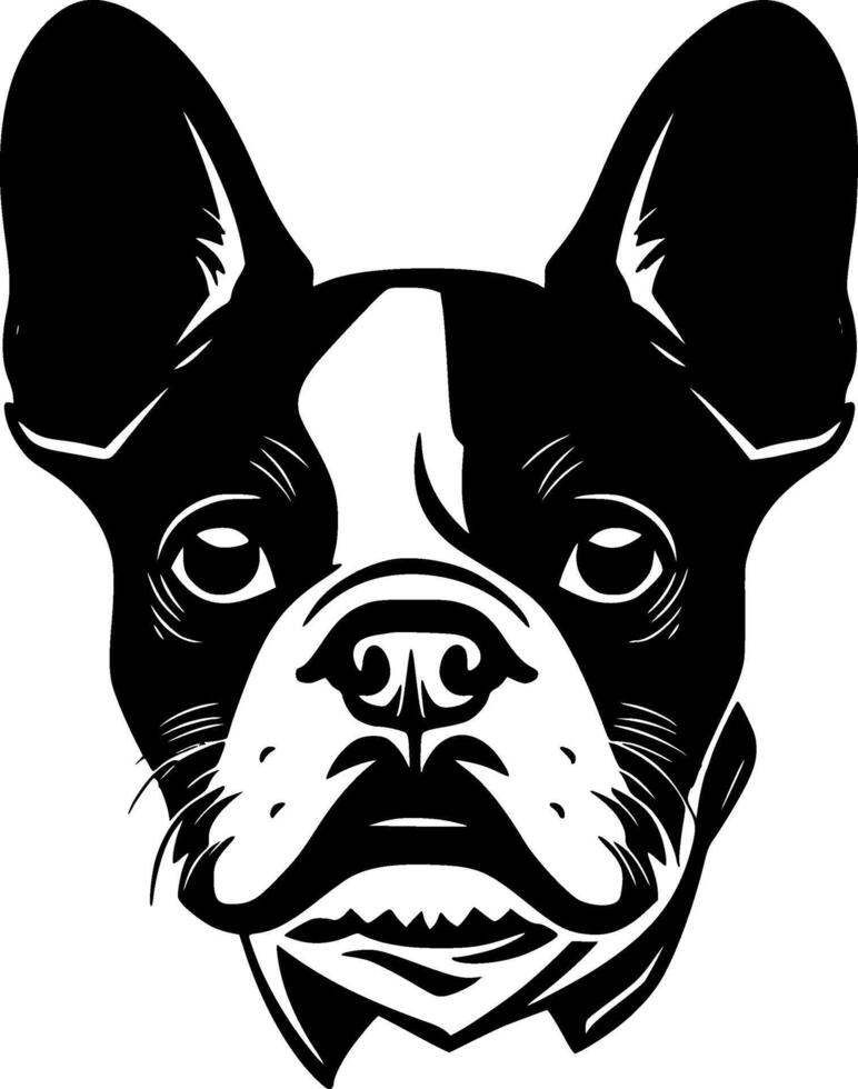 Boston Terrier - - schwarz und Weiß isoliert Symbol - - Vektor Illustration