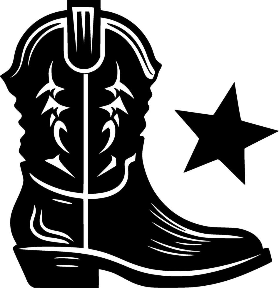 Cowboy Stiefel, schwarz und Weiß Vektor Illustration