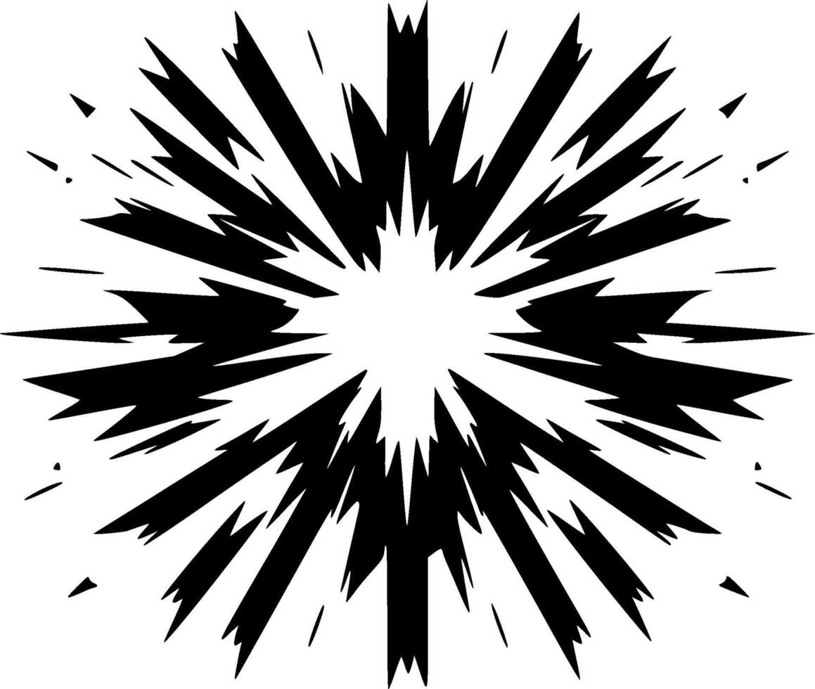 explosion, svart och vit vektor illustration