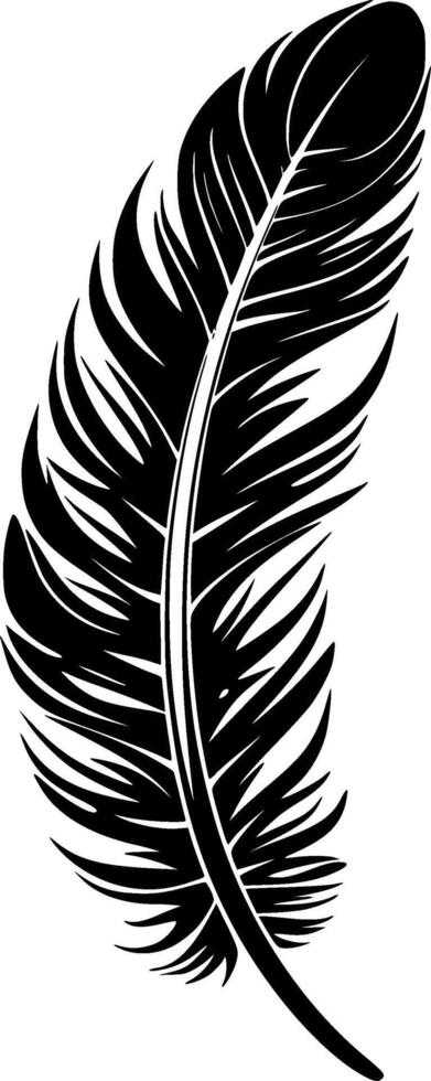 fjäder - svart och vit isolerat ikon - vektor illustration