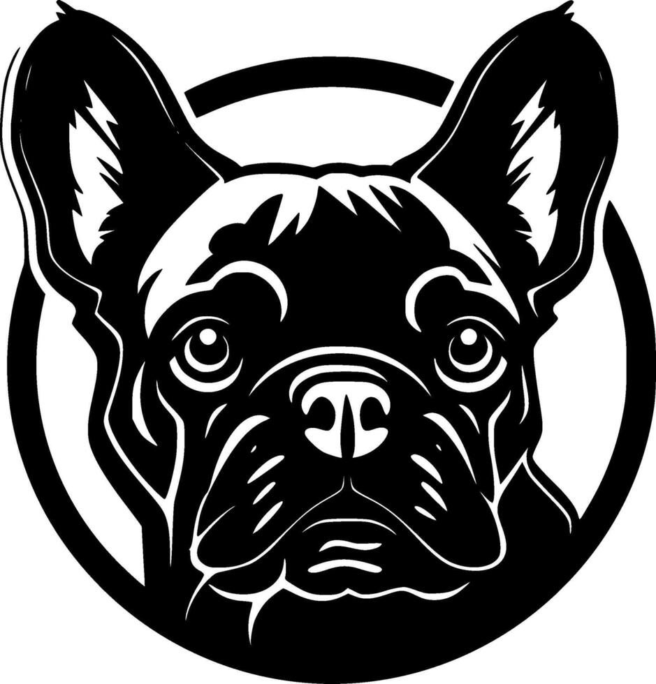 franska bulldogg - svart och vit isolerat ikon - vektor illustration