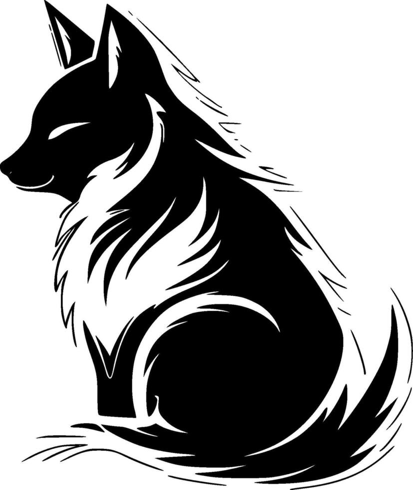 räv, svart och vit vektor illustration