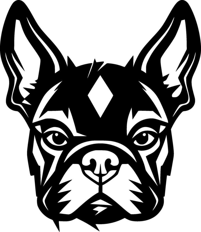 franska bulldogg - minimalistisk och platt logotyp - vektor illustration