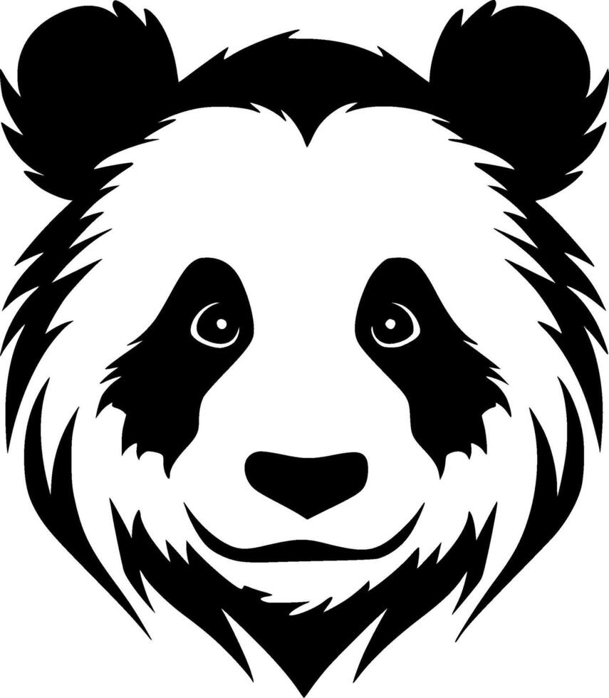 panda - svart och vit isolerat ikon - vektor illustration