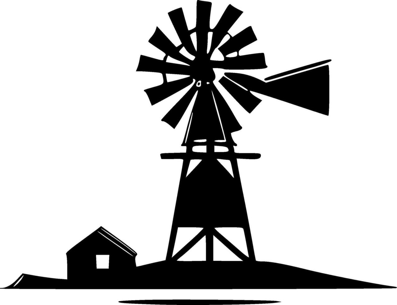 Windmühle, minimalistisch und einfach Silhouette - - Vektor Illustration