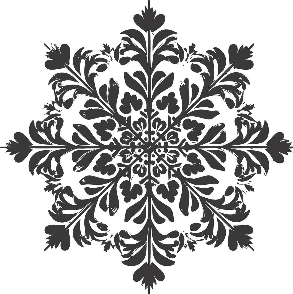 ai generiert Silhouette Mandala Blume Schneeflocke geformt schwarz Farbe nur vektor