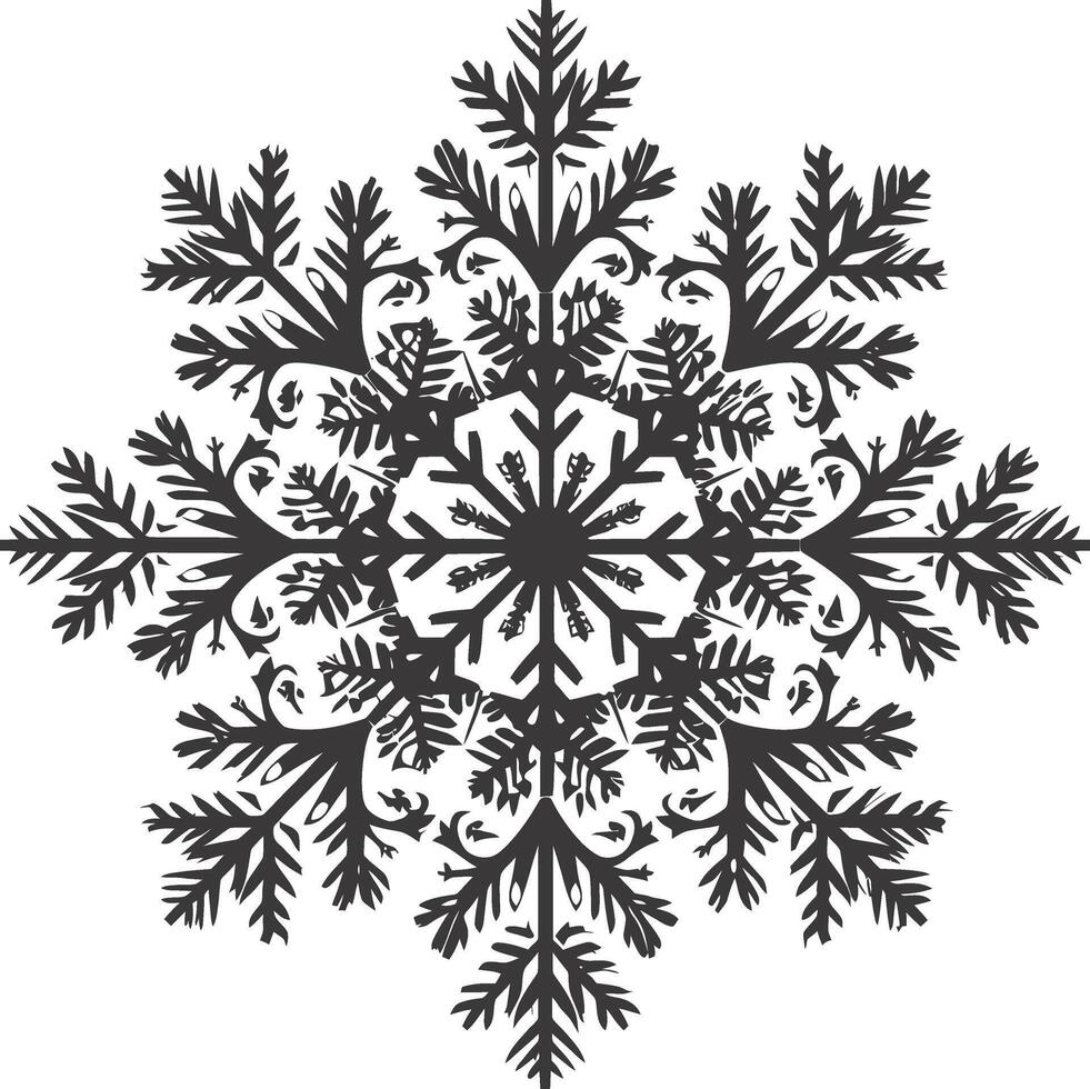 ai genererad silhuett mandala blomma snöflinga formad svart Färg endast vektor