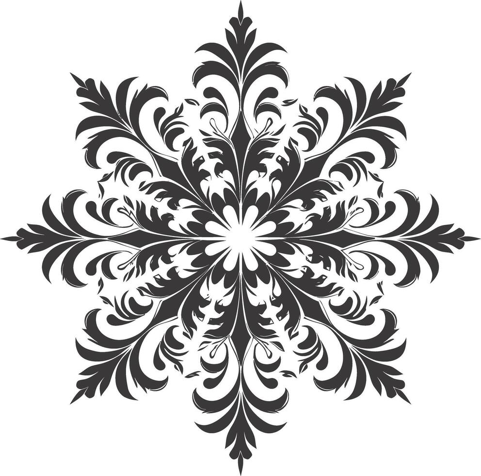 ai genererad silhuett mandala blomma snöflinga formad svart Färg endast vektor