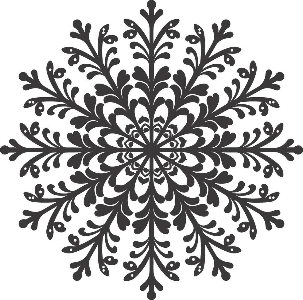 ai generiert Silhouette Mandala Blume Schneeflocke geformt schwarz Farbe nur vektor