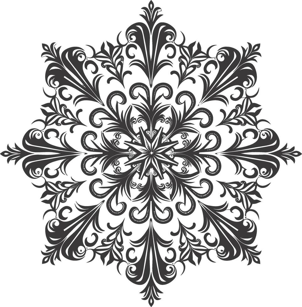 ai generiert Silhouette Mandala Blume Schneeflocke geformt schwarz Farbe nur vektor