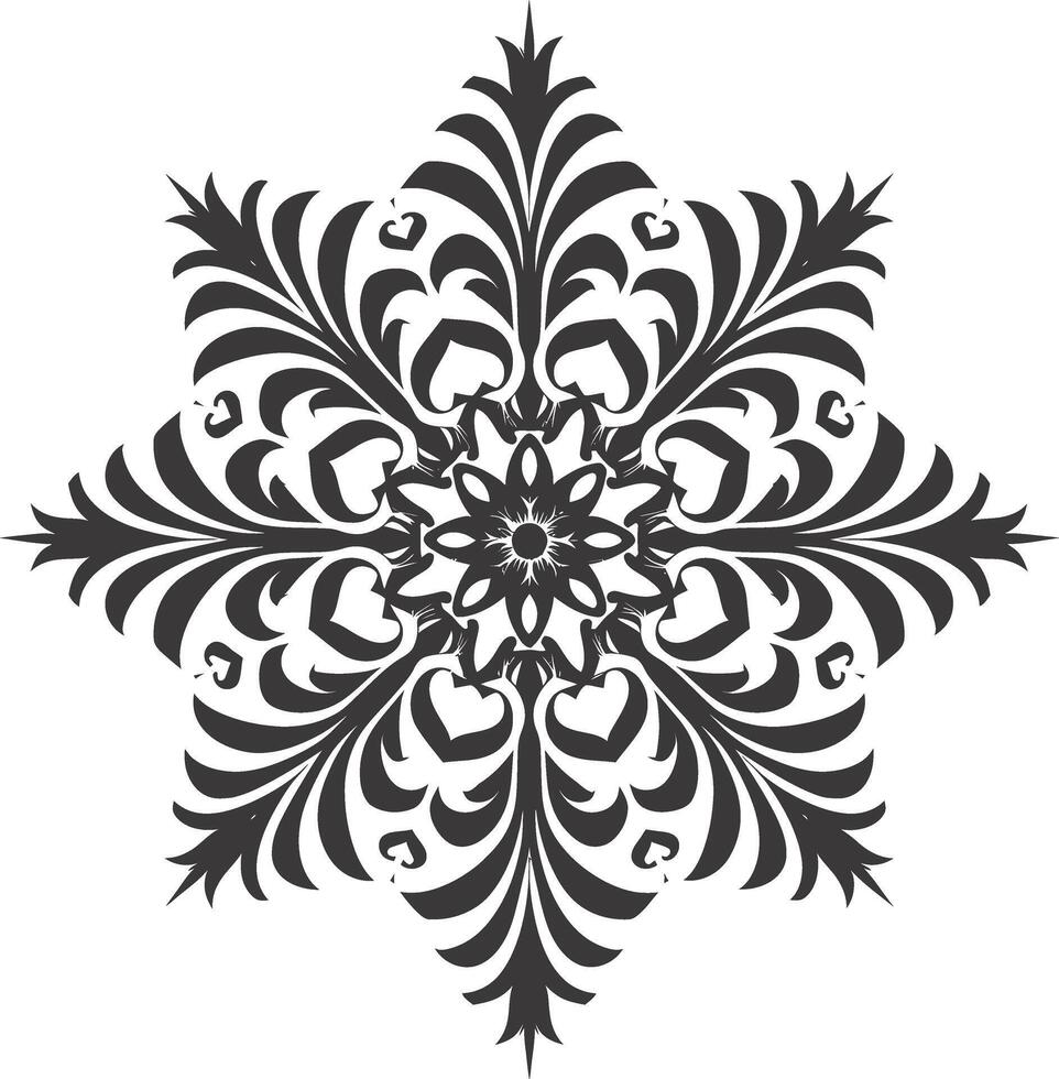 ai generiert Silhouette Mandala Blume Schneeflocke geformt schwarz Farbe nur vektor