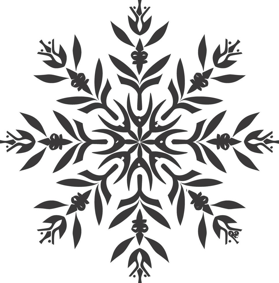 ai generiert Silhouette Mandala Blume Schneeflocke geformt schwarz Farbe nur vektor