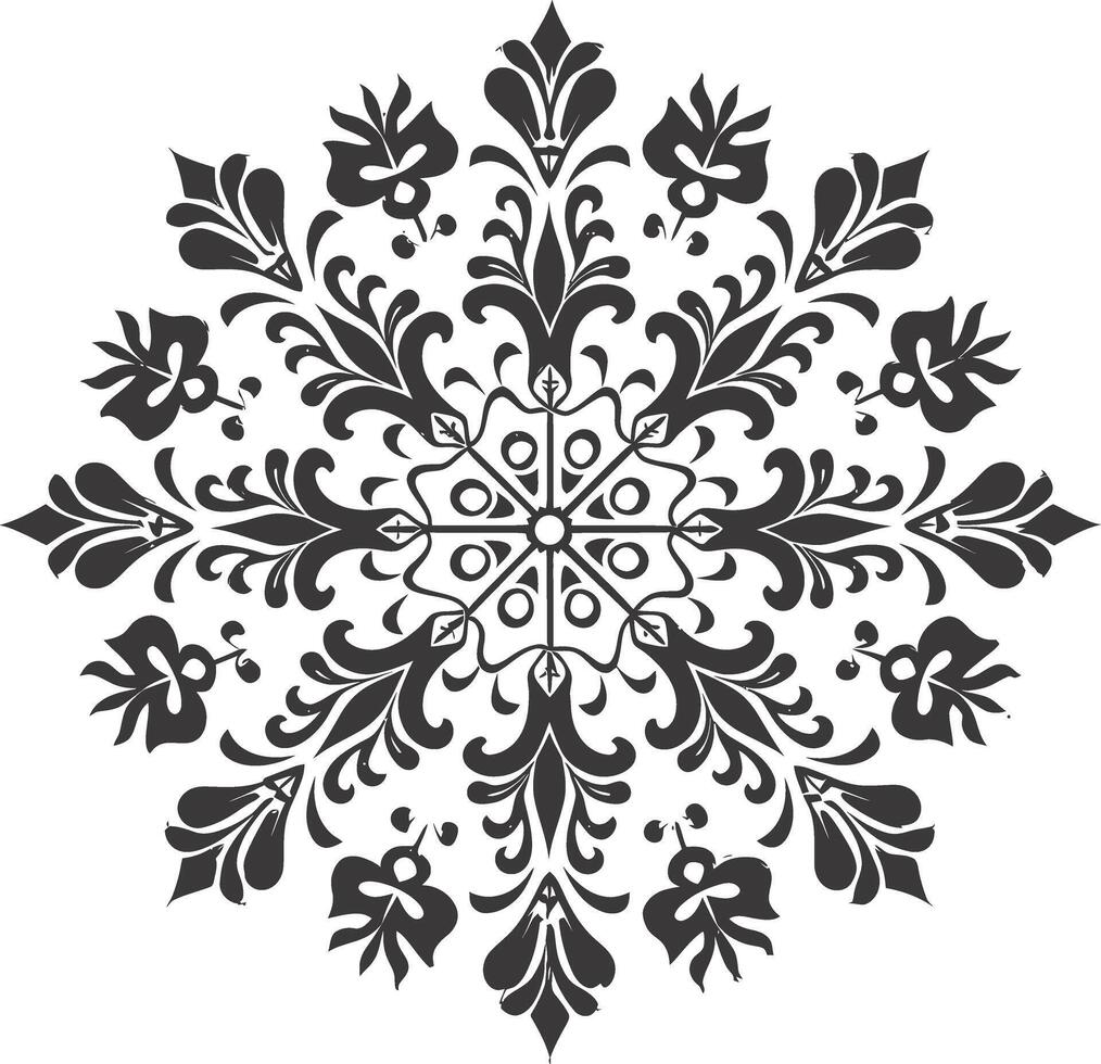 ai generiert Silhouette Mandala Blume Schneeflocke geformt schwarz Farbe nur vektor