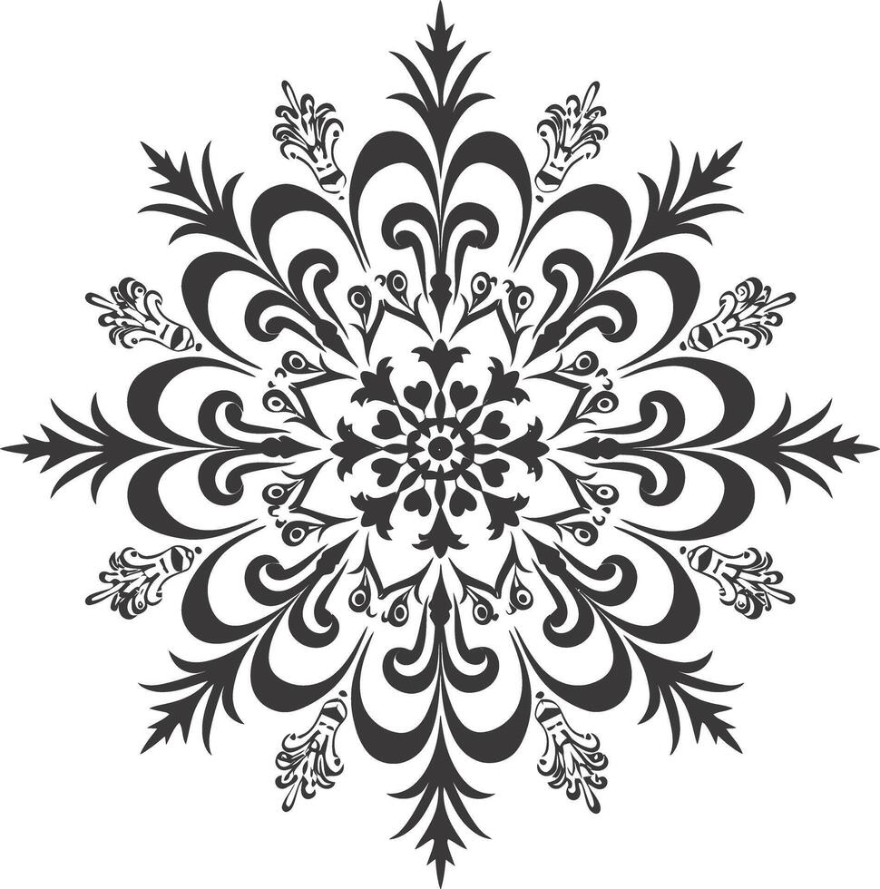 ai generiert Silhouette Mandala Blume Schneeflocke geformt schwarz Farbe nur vektor