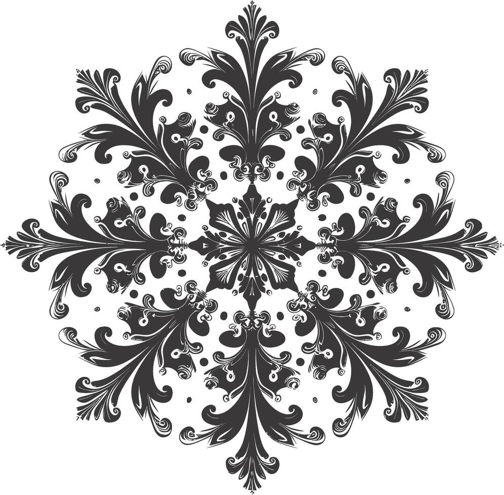 ai generiert Silhouette Mandala Blume Schneeflocke geformt schwarz Farbe nur vektor