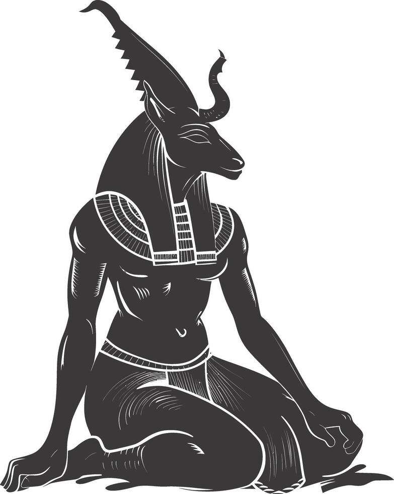 ai generiert Silhouette Spinx das Ägypten mythisch Kreatur schwarz Farbe nur voll Körper vektor