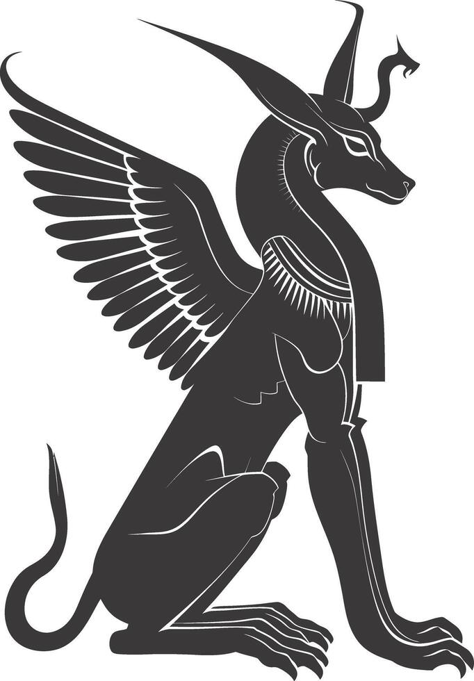 ai generiert Silhouette Spinx das Ägypten mythisch Kreatur schwarz Farbe nur voll Körper vektor