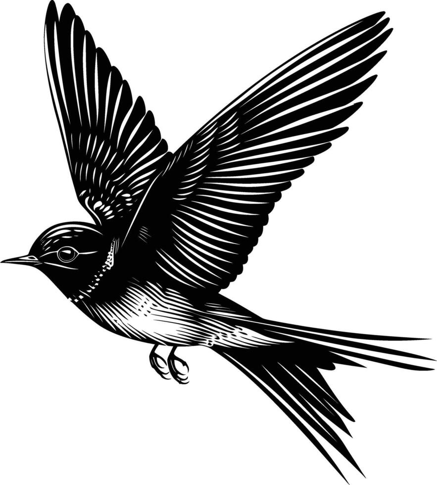 ai genererad silhuett svälja fågel avhudning svart Färg endast full kropp vektor