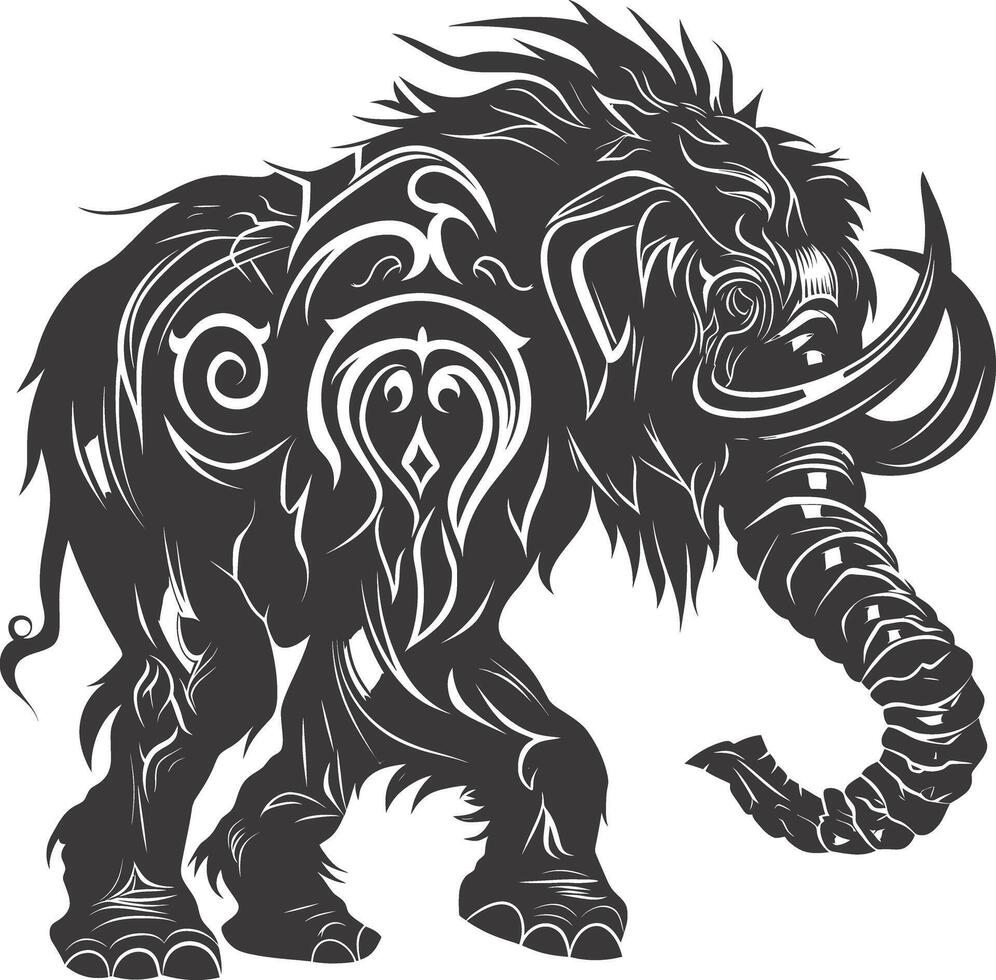 ai genererad silhuett mammut de gammal mytisk förhistorisk varelser svart Färg endast vektor