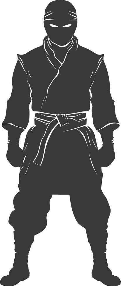 ai generiert Silhouette Ninja Krieger schwarz Farbe nur voll Körper vektor