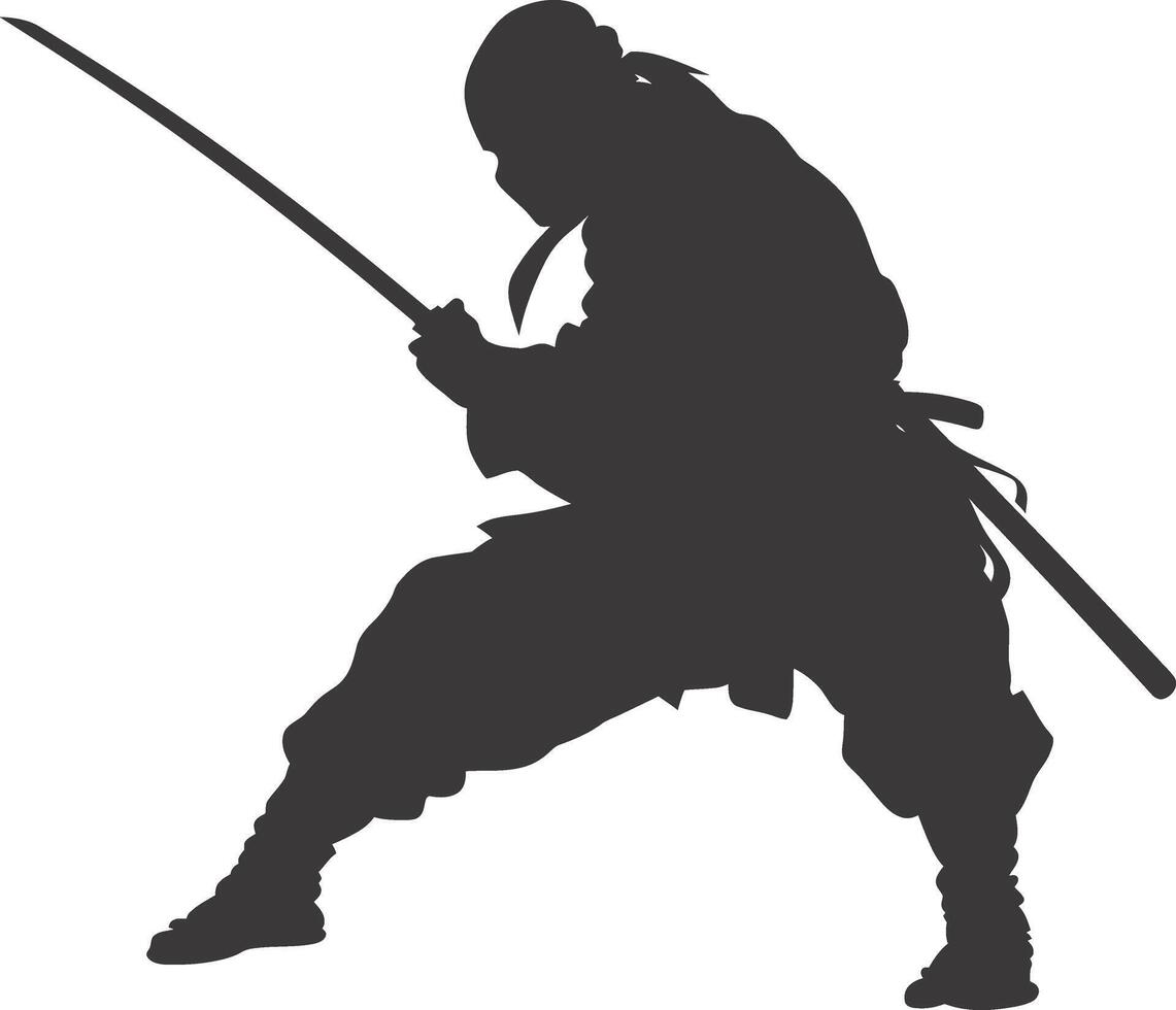 ai generiert Silhouette Ninja schwarz Farbe nur voll Körper vektor